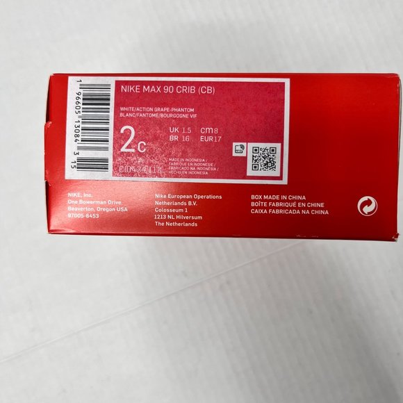 NIKE MAX 90 OG CRIB Shoe WHITE Gold Purple  Size 4c - Picture 3 of 4